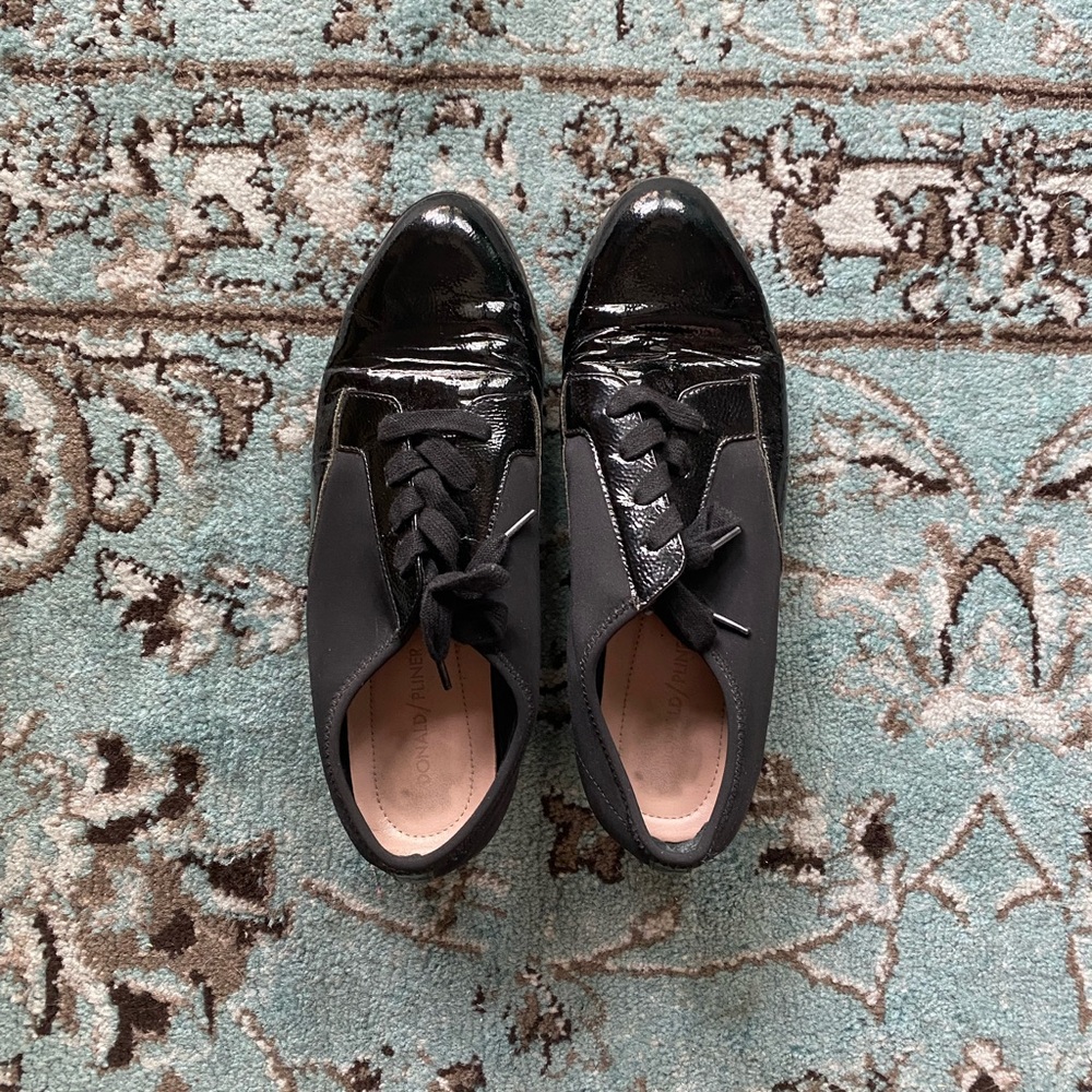 Black Donald Pliner Lace Up Loafers